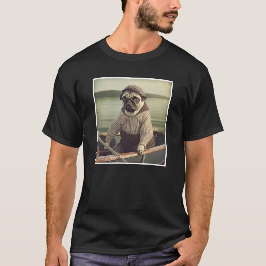 T-shirt Pug Sailor Fishing  Vintage Graphic (Devant)