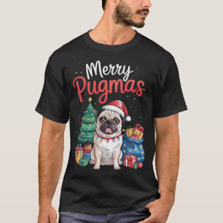T-shirt Pug Santa Joyeux Pugmas Pyjama de Noël Femme Enfan