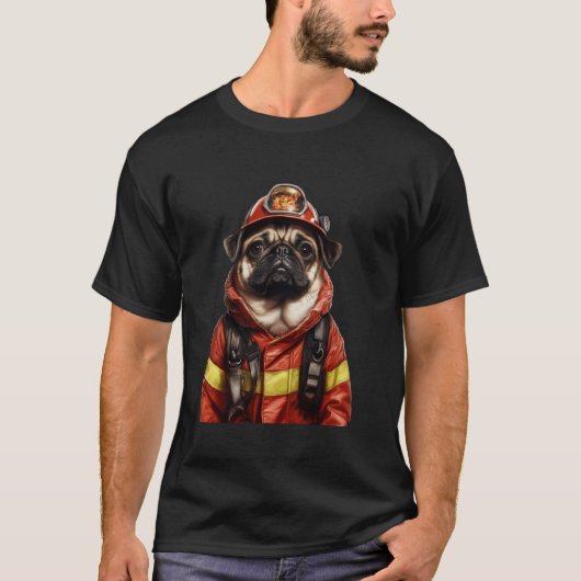 T-shirt Pug Sapeur-Pompier (Devant)