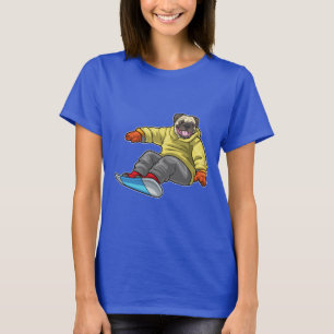 T-shirt Pug Snowboarder Planche à Neige