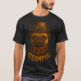 T-shirt Pug Steampunk "Steampug" rétro vintage mécanique