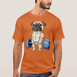 T-shirt Pug Weightlifting Funny Deadlift Men Fitness Gym W