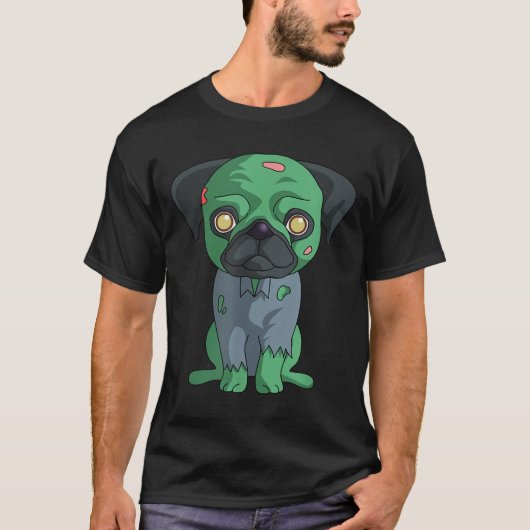 T-shirt Pug zombie (Devant)