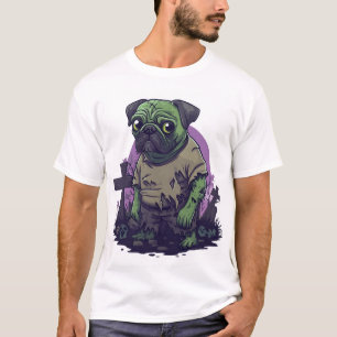 T-shirt Pug zombie � Chien d'Halloween drôle et non mort