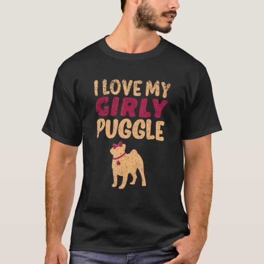 T-shirt Puggle Carlin Beagle fille chien fille sexe Reveal (Devant)