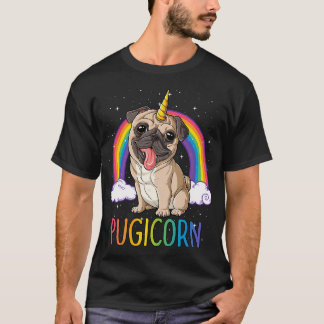 T-shirt Pugicorn Pug Licorne Enfants Femmes Espace