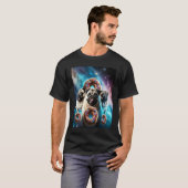 T-shirt Pugs Dans L'espace Avec Des Donuts Mignons Garçons (Devant entier)