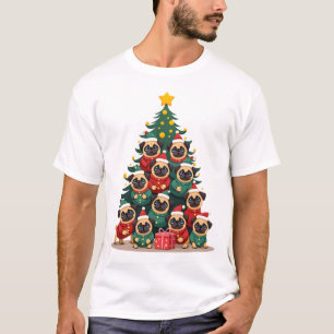 T-shirt Pugs de Noël Arbre Chien Mignon Xmas (2)