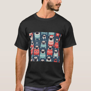 T-SHIRT PUGS EN CHANDAILS NOËL FÊTE FESTIVE HIVER
