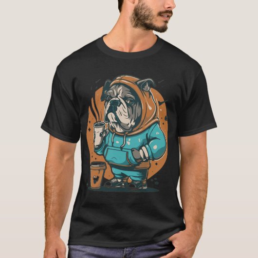 T-shirt Pugs Et Café Classique (Devant)