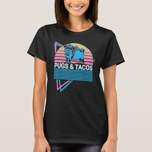 T-shirt Pugs & Tacos Pugs & Tacos Retro (Devant)