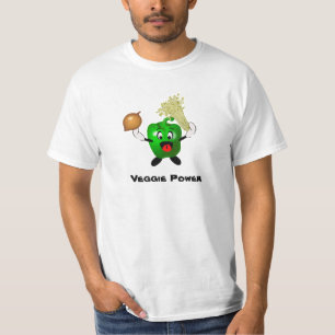 T-shirt Puissance végétarienne de bande dessinée mignon
