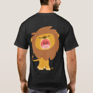T-shirt puissant mignon de bande dessinée de lion