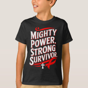 T-shirt Puissant Survivant Fort Cancer du Sang Sensibilisa