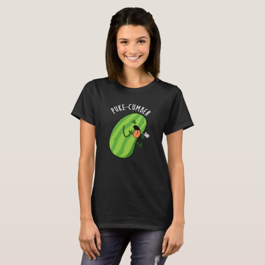 T-shirt Puke-cumber Funny Concomber Pun Dark BG (Devant entier)