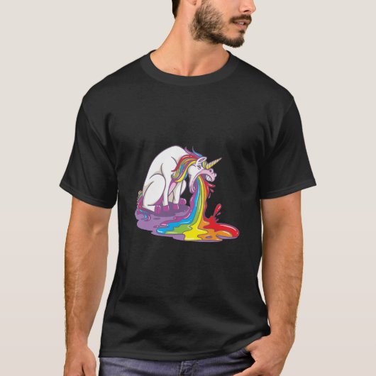T-shirt Puking Unicorn Arc-en-ciel (Devant)