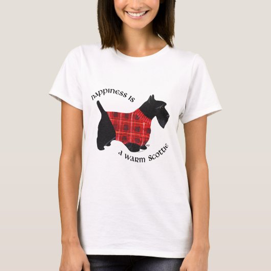 T-shirt Pull à carreaux rouge et noir pour Terrier Écossai (Devant)