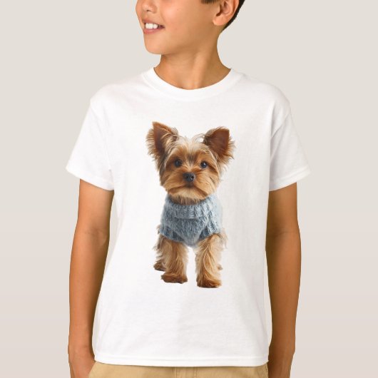 T-shirt Pull bleu Yorkie Enfants (Devant)
