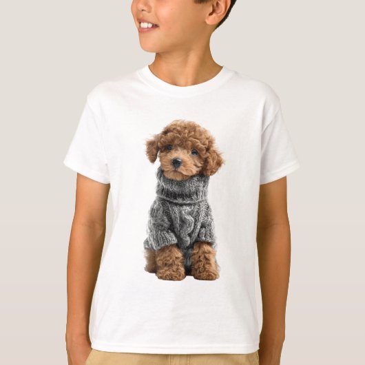 T-shirt Pull Cable Tricoté Poodle Enfants (Devant)