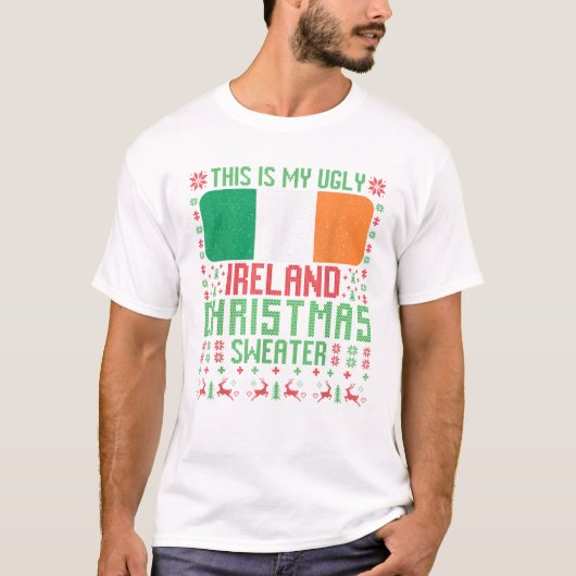 T-shirt Pull Irlandais de Noël laid (Devant)
