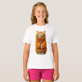 T-shirt Pull orange confortable Chat roux Enfants (Devant entier)