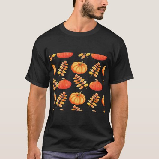 T-shirt Pumpkin and leaves pattern (Devant)