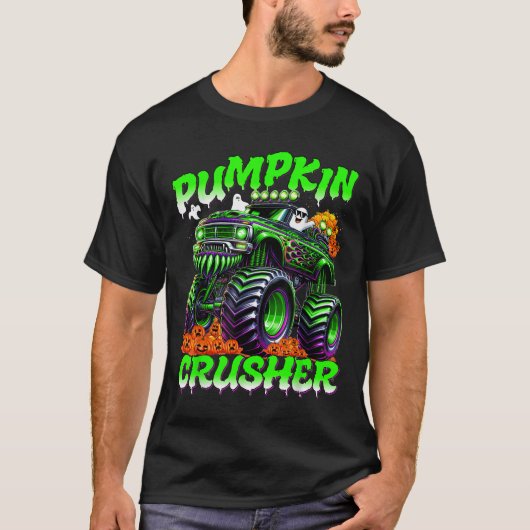 T-shirt Pumpkin Crusher Monster Truck Ghosts Halloween For (Devant)