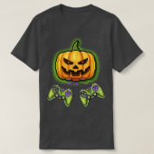 T-shirt Pumpkin Jack-O-Lantern Video Game Controller Hallo (Design devant)