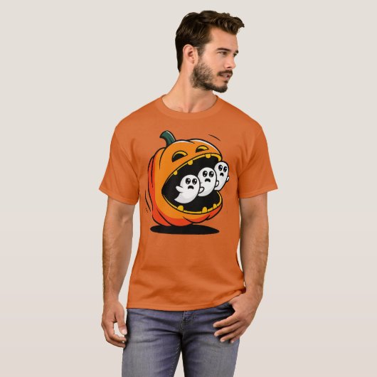 T-shirt Pumpkin PacMan Eating Ghosts (Devant entier)