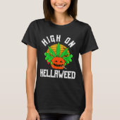 T-shirt Pumpkin Smoking Weed Costume Retro Funny Halloween (Devant)