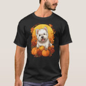 T-shirt Pumpkin Westie Dog Halloween Thanksgiving (Devant)