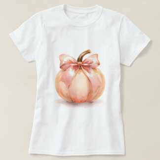 T-shirt Pumpkin With Pink Bow Halloween 