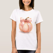 T-shirt Pumpkin With Pink Bow Halloween  (Devant)