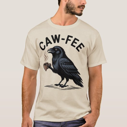T-shirt Pun de café raven buvant du café (Devant)