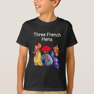 T-shirt Pun de Noël drôle Trois poules françaises Puns de 