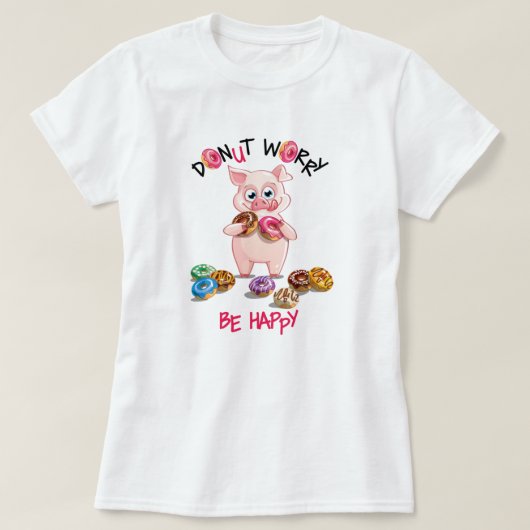 T-shirt Pun Donut Pig Funny (Design devant)