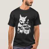 T-shirt Punk Cat Playing Drums 5 (Devant)