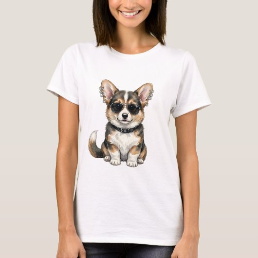 T-Shirt Punk Corgi des deux côtés (Devant)