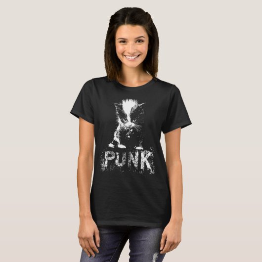 T-shirt Punk Kitten Cat With Mohawk Nge Gothic Design (Devant entier)