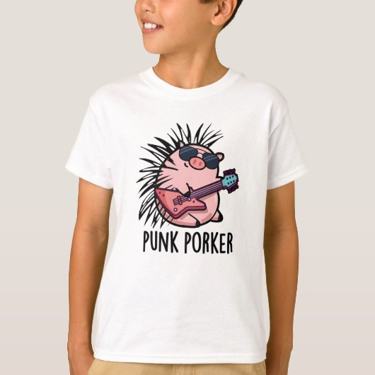 T-shirt Punk Porker Funny Punk Rocker Pig Pun (Devant)
