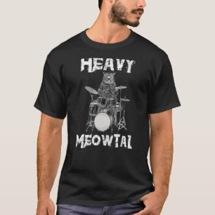 T-shirt Punk Rock Lunettes de soleil Chat Jouer des tambou
