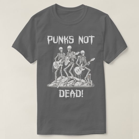 T-shirt Punk Rock Skeleton Punks Not Dead (Design devant)