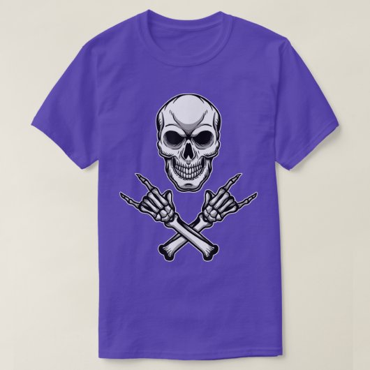 T-shirt Punk Rock Skull Skeleton Heaved Metal Rock Et Roll (Design devant)