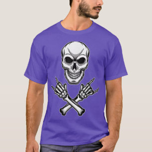 T-shirt Punk Rock Skull Skeleton Heaved Metal Rock Et Roll
