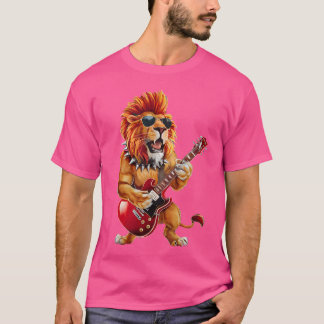 T-shirt Punk Rock'N Roll Lion Goth Guitare Band Funny Lion