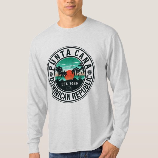 T-shirt Punta Cana Dominicaine Palm Tree Retro Sunset 80s (Devant)