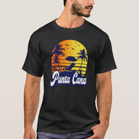 T-shirt Punta Cana Dominican Sunset Beach Retro Premium (Devant)