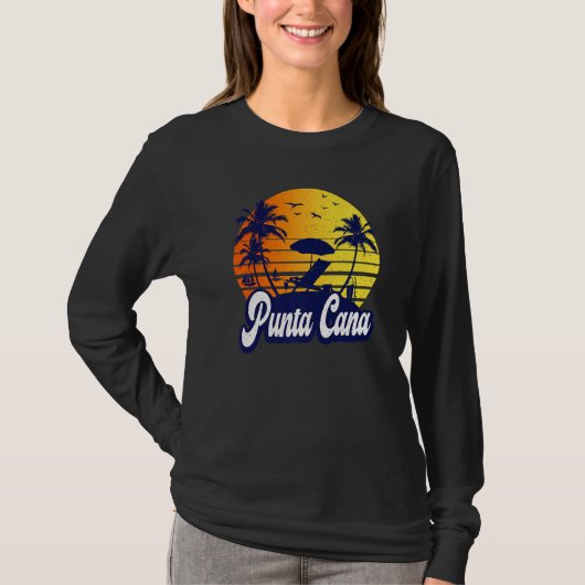 T-shirt Punta Cana Dominican Sunset Beach Retro Premium (Devant)