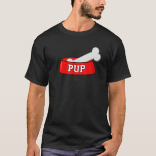T-shirt Pup Chien Bowl Avec Chien Os