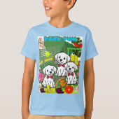 T-shirt Puppies de parc où Fleurs et Amusants se heurtent (Devant)